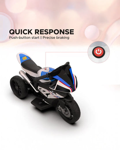 BMW HP4 Ride On Bike-Battery Operated-Push Button to Start-Precise Braking System-Anti Skid Wheels with Rear Suspension-Powerful Front Light-For 3Y +-Emotorad-White