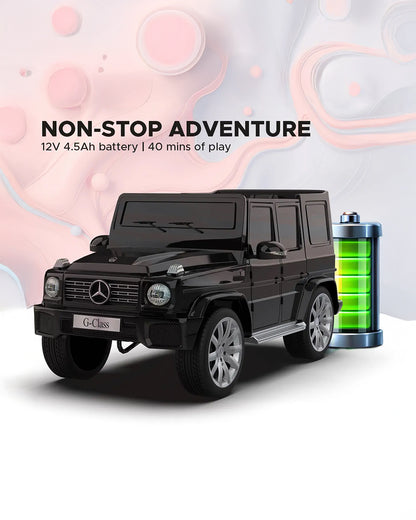 G Wagon Ride On Car-Battery Operated-With Manual or Remote Option to Steer-Tough Tires with Rear Suspension-Integrated Music-Emotorad-For 3Y+ (Upto 30 kg)-Black