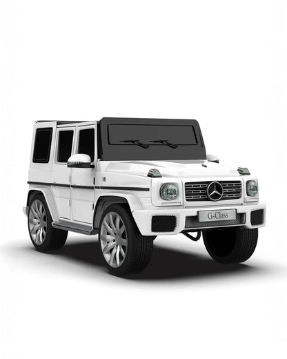 G Wagon Ride On Car-Battery Operated-With Manual or Remote Option to Steer-Tough Tires with Rear Suspension-Integrated Music-Emotorad-For 3Y+ (Upto 30 kg)-White