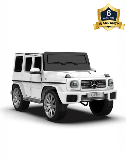 G Wagon Ride On Car-Battery Operated-With Manual or Remote Option to Steer-Tough Tires with Rear Suspension-Integrated Music-Emotorad-For 3Y+ (Upto 30 kg)-White