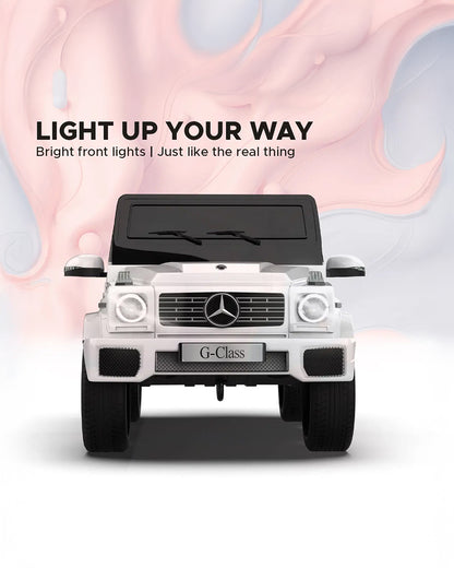 G Wagon Ride On Car-Battery Operated-With Manual or Remote Option to Steer-Tough Tires with Rear Suspension-Integrated Music-Emotorad-For 3Y+ (Upto 30 kg)-White