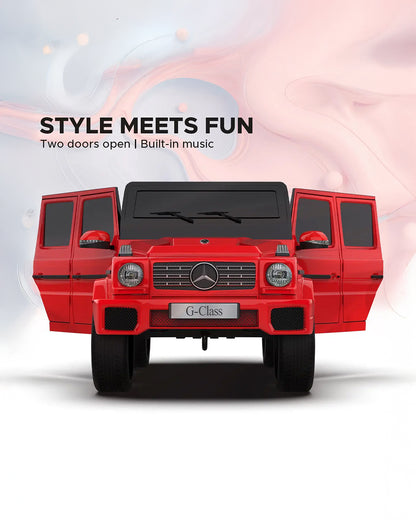 G Wagon Ride On Car-Battery Operated-With Manual or Remote Option to Steer-Tough Tires with Rear Suspension-Integrated Music-Emotorad-For 3Y+ (Upto 30 kg)-Red