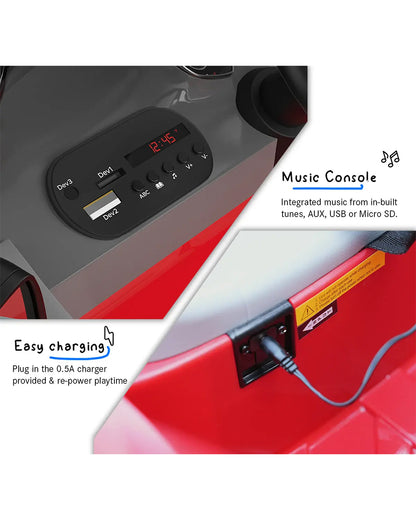 Audi Q8 Ride On Car-Battery Operated-3 Point Safety Belt-With Manual or Remote Option to Steer-Foot Accelerator-Tough Tires with Rear Suspension-Emotorad-For 3Y+ (Upto 30 Kg)-Red
