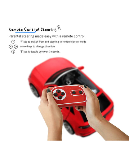Audi Q8 Ride On Car-Battery Operated-3 Point Safety Belt-With Manual or Remote Option to Steer-Foot Accelerator-Tough Tires with Rear Suspension-Emotorad-For 3Y+ (Upto 30 Kg)-Red