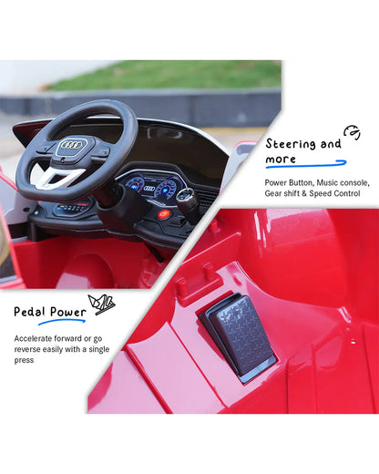 Audi Q8 Ride On Car-Battery Operated-3 Point Safety Belt-With Manual or Remote Option to Steer-Foot Accelerator-Tough Tires with Rear Suspension-Emotorad-For 3Y+ (Upto 30 Kg)-Red