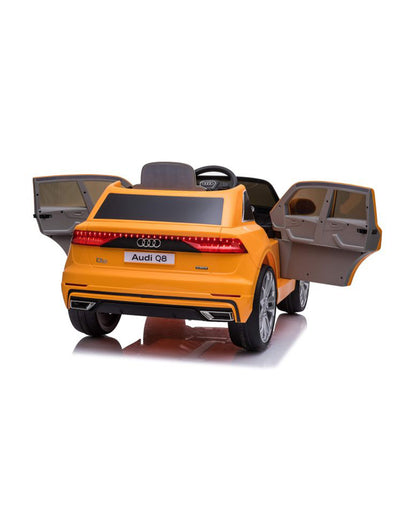 Audi Q8 Ride On Car-Battery Operated-3 Point Safety Belt-With Manual or Remote Option to Steer-Foot Accelerator-Tough Tires with Rear Suspension-Emotorad-For 3Y+ (Upto 30 Kg)-Orange