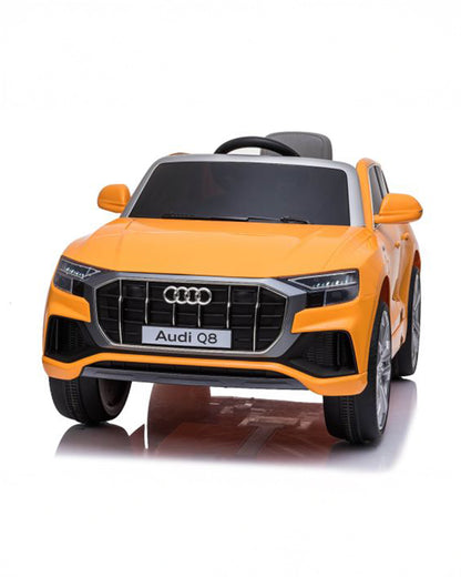Audi Q8 Ride On Car-Battery Operated-3 Point Safety Belt-With Manual or Remote Option to Steer-Foot Accelerator-Tough Tires with Rear Suspension-Emotorad-For 3Y+ (Upto 30 Kg)-Orange