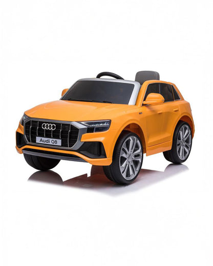 Audi Q8 Ride On Car-Battery Operated-3 Point Safety Belt-With Manual or Remote Option to Steer-Foot Accelerator-Tough Tires with Rear Suspension-Emotorad-For 3Y+ (Upto 30 Kg)-Orange