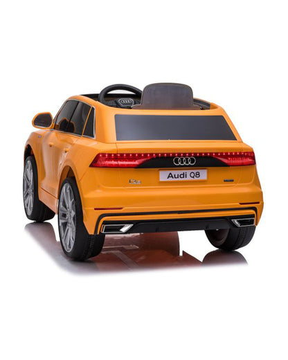 Audi Q8 Ride On Car-Battery Operated-3 Point Safety Belt-With Manual or Remote Option to Steer-Foot Accelerator-Tough Tires with Rear Suspension-Emotorad-For 3Y+ (Upto 30 Kg)-Orange