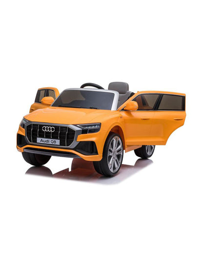 Audi Q8 Ride On Car-Battery Operated-3 Point Safety Belt-With Manual or Remote Option to Steer-Foot Accelerator-Tough Tires with Rear Suspension-Emotorad-For 3Y+ (Upto 30 Kg)-Orange