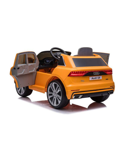 Audi Q8 Ride On Car-Battery Operated-3 Point Safety Belt-With Manual or Remote Option to Steer-Foot Accelerator-Tough Tires with Rear Suspension-Emotorad-For 3Y+ (Upto 30 Kg)-Orange