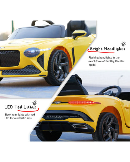 Bentley Bacalar Ride On Car-Battery Operated-3 Point Safety Belt-With Manual or Remote Option to Steer-Foot Accelerator-Tough Tires with Rear Suspension-Emotorad-For 3Y+ (Upto 30 Kg)-Yellow