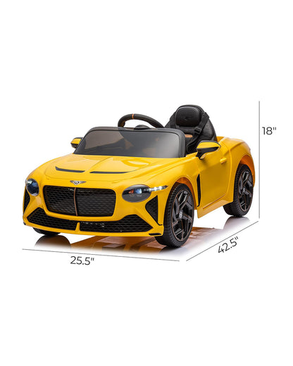 Bentley Bacalar Ride On Car-Battery Operated-3 Point Safety Belt-With Manual or Remote Option to Steer-Foot Accelerator-Tough Tires with Rear Suspension-Emotorad-For 3Y+ (Upto 30 Kg)-Yellow