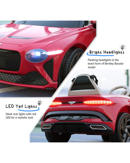 Bentley Bacalar Ride On Car-Battery Operated-3 Point Safety Belt-With Manual or Remote Option to Steer-Foot Accelerator-Tough Tires with Rear Suspension-Emotorad-For 3Y+ (Upto 30 Kg)-Red