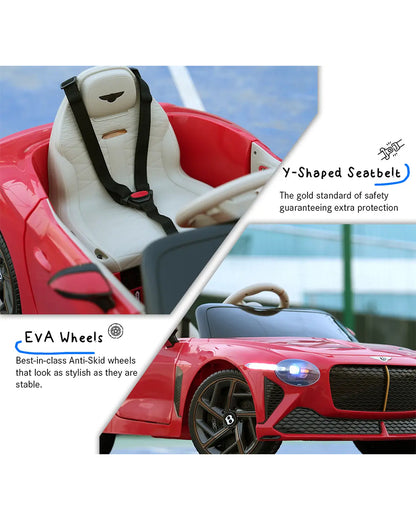 Bentley Bacalar Ride On Car-Battery Operated-3 Point Safety Belt-With Manual or Remote Option to Steer-Foot Accelerator-Tough Tires with Rear Suspension-Emotorad-For 3Y+ (Upto 30 Kg)-Red