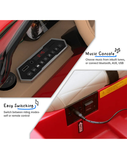Bentley Bacalar Ride On Car-Battery Operated-3 Point Safety Belt-With Manual or Remote Option to Steer-Foot Accelerator-Tough Tires with Rear Suspension-Emotorad-For 3Y+ (Upto 30 Kg)-Red
