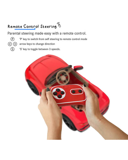 Bentley Bacalar Ride On Car-Battery Operated-3 Point Safety Belt-With Manual or Remote Option to Steer-Foot Accelerator-Tough Tires with Rear Suspension-Emotorad-For 3Y+ (Upto 30 Kg)-Red