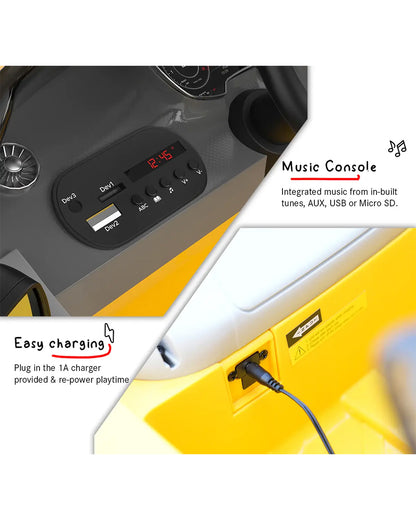 Audi TTRS Ride On Car-Battery Operated-3 Point Safety Belt-With Manual or Remote Option to Steer-Foot Accelerator-Tough Tires with Rear Suspension-Integrated Music-Emotorad-For 3Y+ (Upto 30 kg)-Yellow