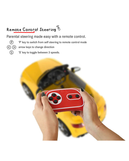 Audi TTRS Ride On Car-Battery Operated-3 Point Safety Belt-With Manual or Remote Option to Steer-Foot Accelerator-Tough Tires with Rear Suspension-Integrated Music-Emotorad-For 3Y+ (Upto 30 kg)-Yellow
