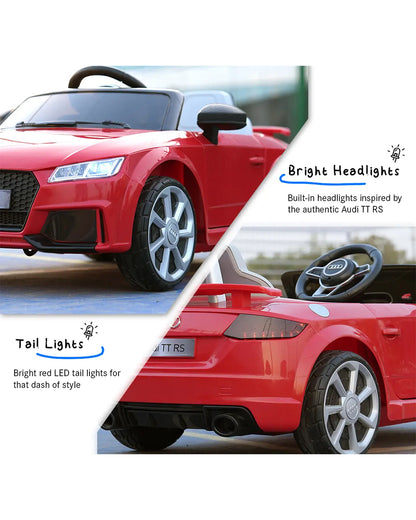 Audi TTRS Ride On Car-Battery Operated-3 Point Safety Belt-With Manual or Remote Option to Steer-Foot Accelerator-Tough Tires with Rear Suspension-Integrated Music-Emotorad-For 3Y+ (Upto 30 kg)-Red