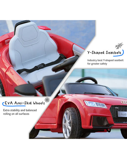 Audi TTRS Ride On Car-Battery Operated-3 Point Safety Belt-With Manual or Remote Option to Steer-Foot Accelerator-Tough Tires with Rear Suspension-Integrated Music-Emotorad-For 3Y+ (Upto 30 kg)-Red