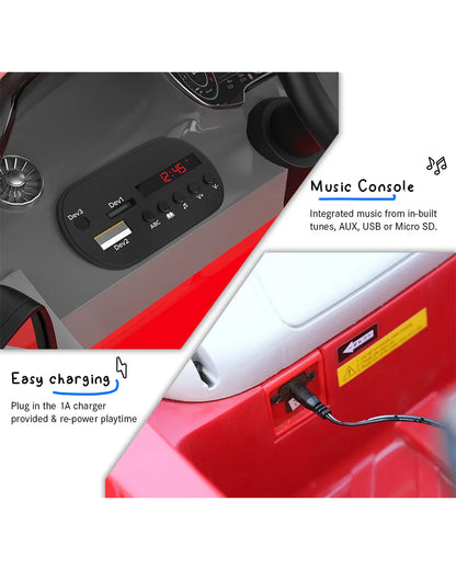 Audi TTRS Ride On Car-Battery Operated-3 Point Safety Belt-With Manual or Remote Option to Steer-Foot Accelerator-Tough Tires with Rear Suspension-Integrated Music-Emotorad-For 3Y+ (Upto 30 kg)-Red