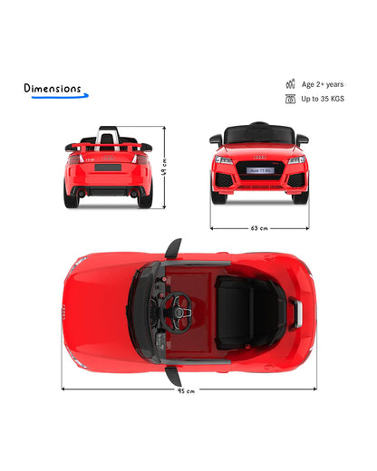 Audi TTRS Ride On Car-Battery Operated-3 Point Safety Belt-With Manual or Remote Option to Steer-Foot Accelerator-Tough Tires with Rear Suspension-Integrated Music-Emotorad-For 3Y+ (Upto 30 kg)-Red