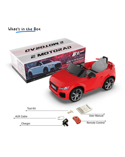 Audi TTRS Ride On Car-Battery Operated-3 Point Safety Belt-With Manual or Remote Option to Steer-Foot Accelerator-Tough Tires with Rear Suspension-Integrated Music-Emotorad-For 3Y+ (Upto 30 kg)-Red