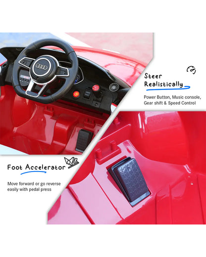 Audi TTRS Ride On Car-Battery Operated-3 Point Safety Belt-With Manual or Remote Option to Steer-Foot Accelerator-Tough Tires with Rear Suspension-Integrated Music-Emotorad-For 3Y+ (Upto 30 kg)-Red