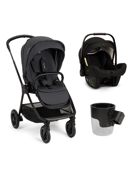 Nuna TRIV Next Baby Stroller & Pipa Next Car Seat Travel System-With Cup Holder-Stroller Features (One Hand Fold, Upto 22 Kg)-Car Seat Features (TUV Aircraft Certified,7 Positions Adjustable Headrest, Upto 13 Kg)-Ocean & Riveted