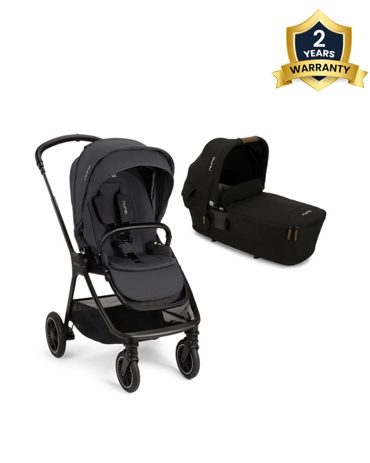 Nuna TRIV Next Stroller & LYTL Carry Cot Travel System-Stroller Features (One-Hand Fold, Reversible Seat, Upto 22 Kg)-Carry Cot Features (Soft Mattress, Compact Fold with Dream Drape, Upto 9 Kg)-Ocean & Caviar