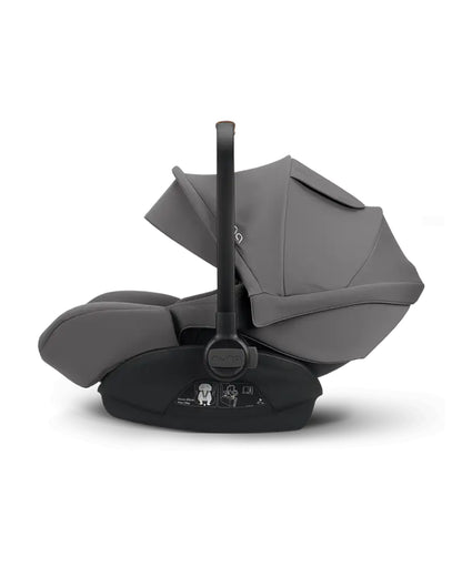 Nuna Arra Next Car Seat With Base Curv-Car Seat Features (Rear Facing, 3 Positions & 157 Degrees Flat Reclining Seat, For 0 to 1.5Y-Base Features (Smart Swivel Lock, Steel Stability Leg)-Granite & Caviar