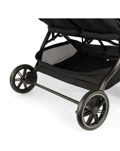 Nuna TRVL Dubl Twin Baby Stroller-Individually Adjustable Near Flat Reclining Seat-One Hand Fold-With Cup Holder-Large Storage Basket-2 Years Warranty-0 to 4Y (Upto 22 Kg)-Caviar