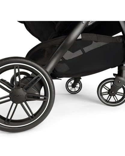 Nuna TRVL Dubl Twin Baby Stroller-Individually Adjustable Near Flat Reclining Seat-One Hand Fold-With Cup Holder-Large Storage Basket-2 Years Warranty-0 to 4Y (Upto 22 Kg)-Caviar