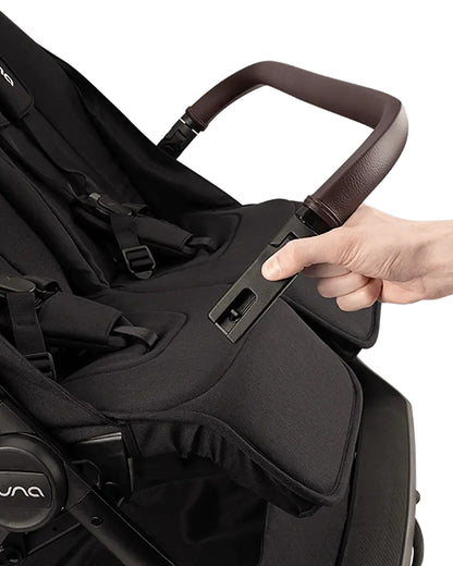 Nuna TRVL Dubl Twin Baby Stroller-Individually Adjustable Near Flat Reclining Seat-One Hand Fold-With Cup Holder-Large Storage Basket-2 Years Warranty-0 to 4Y (Upto 22 Kg)-Caviar