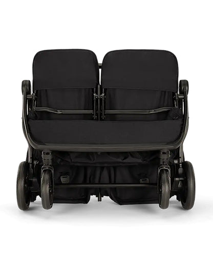 Nuna TRVL Dubl Twin Baby Stroller-Individually Adjustable Near Flat Reclining Seat-One Hand Fold-With Cup Holder-Large Storage Basket-2 Years Warranty-0 to 4Y (Upto 22 Kg)-Caviar