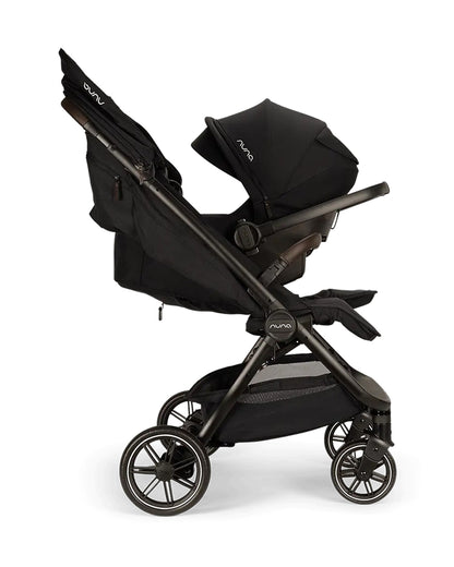 Nuna TRVL Dubl Twin Baby Stroller-Individually Adjustable Near Flat Reclining Seat-One Hand Fold-With Cup Holder-Large Storage Basket-2 Years Warranty-0 to 4Y (Upto 22 Kg)-Caviar