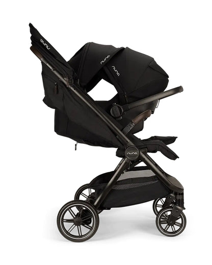 Nuna TRVL Dubl Twin Baby Stroller-Individually Adjustable Near Flat Reclining Seat-One Hand Fold-With Cup Holder-Large Storage Basket-2 Years Warranty-0 to 4Y (Upto 22 Kg)-Caviar