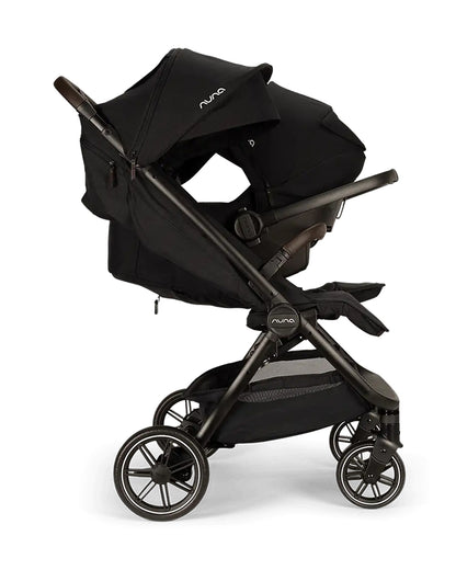 Nuna TRVL Dubl Twin Baby Stroller-Individually Adjustable Near Flat Reclining Seat-One Hand Fold-With Cup Holder-Large Storage Basket-2 Years Warranty-0 to 4Y (Upto 22 Kg)-Caviar