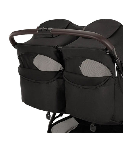 Nuna TRVL Dubl Twin Baby Stroller-Individually Adjustable Near Flat Reclining Seat-One Hand Fold-With Cup Holder-Large Storage Basket-2 Years Warranty-0 to 4Y (Upto 22 Kg)-Caviar