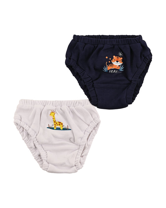 nuluv Navy Blue & White Brief-Cotton-Solid-Pack of 2-For Infants