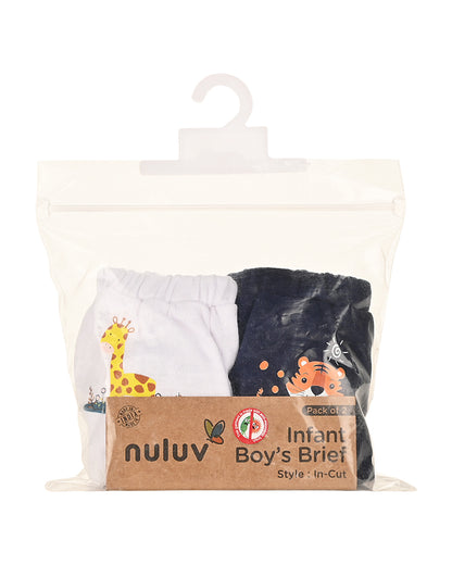 nuluv Navy Blue & White Brief-Cotton-Solid-Pack of 2-For Infants