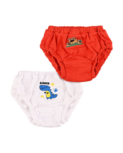 nuluv White & Red Briefs-Cotton-Other Prints-Pack of 2-For Infants