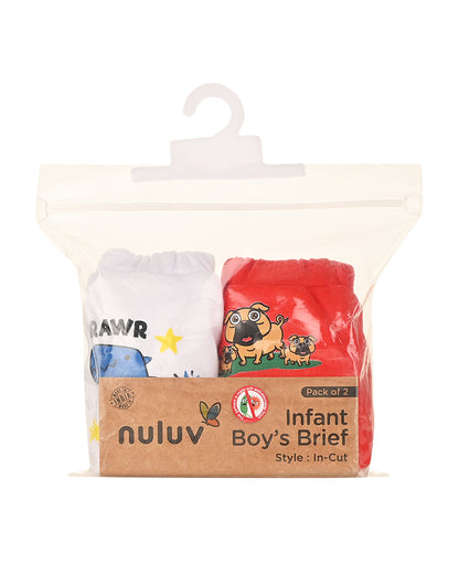 nuluv White & Red Briefs-Cotton-Other Prints-Pack of 2-For Infants