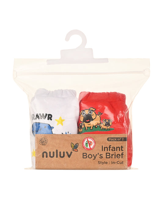 nuluv White & Red Briefs-Cotton-Other Prints-Pack of 2-For Infants