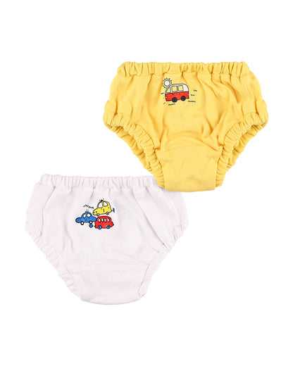 nuluv White & Yellow Briefs-Cotton-Other Prints-Pack of 2-For Infants
