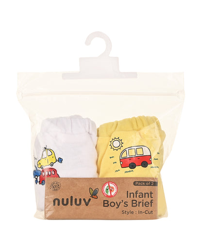 nuluv White & Yellow Briefs-Cotton-Other Prints-Pack of 2-For Infants