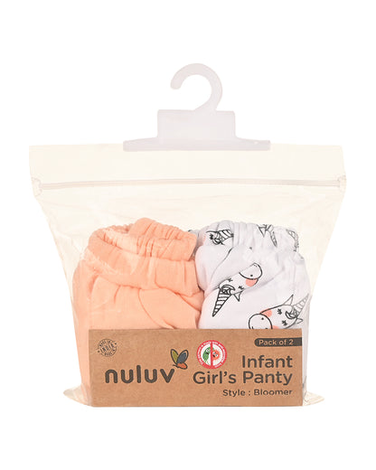 nuluv Peach, White & Multicolor Bloomers-Cotton-Other Prints-Pack of 2-For Infants
