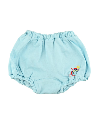 nuluv Light Blue, White & Multicolor Bloomers-Cotton-Other Prints-Pack of 2-For Infants