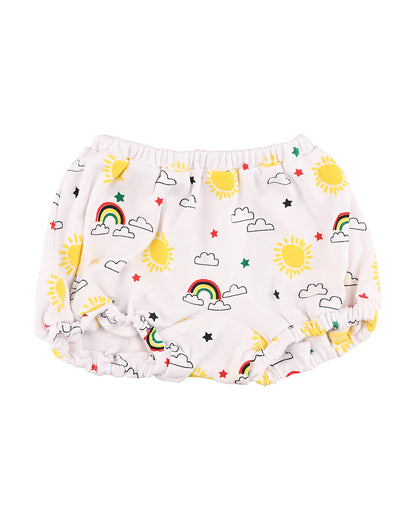 nuluv Light Blue, White & Multicolor Bloomers-Cotton-Other Prints-Pack of 2-For Infants